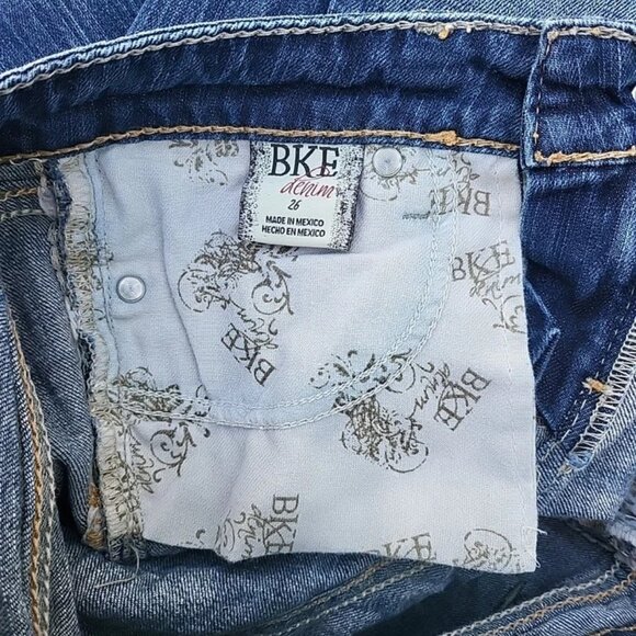 BKE Payton Woman's Medium Wash Bedazzled Skinny Mid-Rise Jeans Sz 27R - Picture 3 of 6